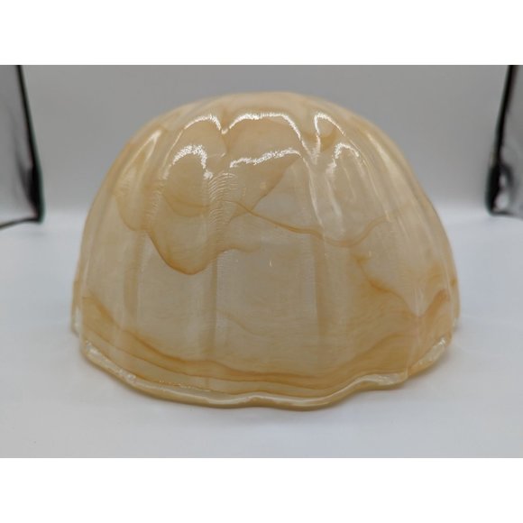 Peach Lavorazione Ribbon Style Glass Bowl Hand Blown Functional Art Fruit - Picture 6 of 12